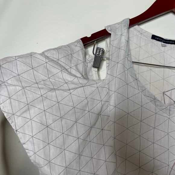 Carla Fernandez Printed V-Neck Cold Shoulder Crop Top Sz M - Picture 5 of 7